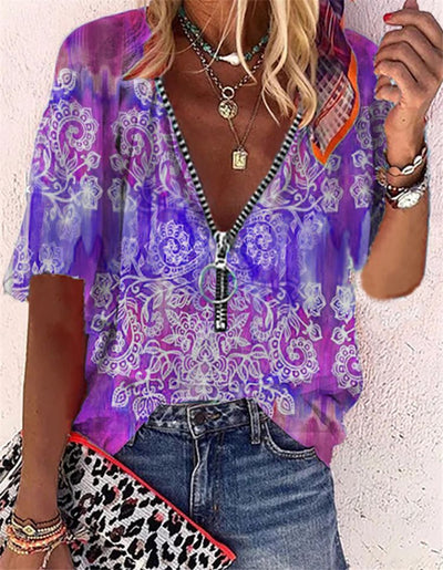 Playera Suelta con Cierre y Estampado para Mujer - Image 5
