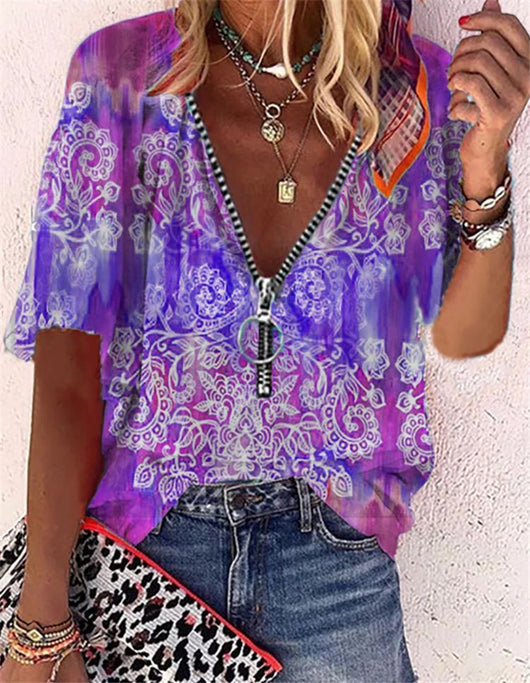Playera Suelta con Cierre y Estampado para Mujer - Image 5