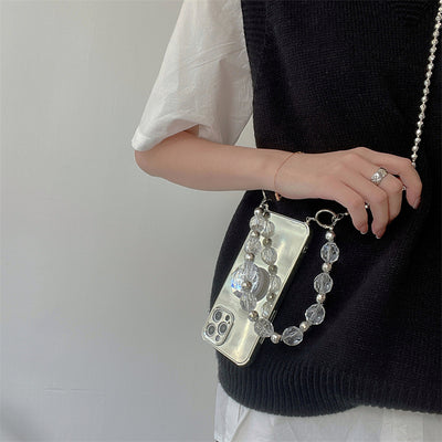 Funda para Teléfono con Cadena de Diamantes Plateados Electrochapados - Image 6