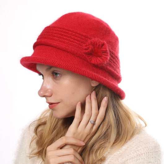 Gorro Tejido Grueso para Mujer con Flor - Abrigo Elegante y Cálido - Image 14