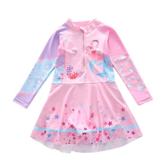 Traje de Baño Infantil Estilo Vestido con Mangas Largas - Image 2