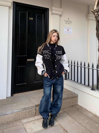 Chaqueta Beisbolera Retro para Mujer con Detalles de Cuentas - Image 13