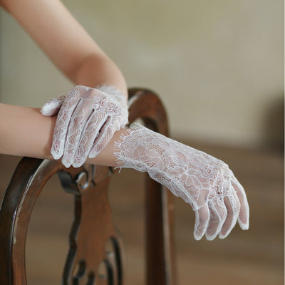 Guantes de Novia Encaje Blanco Tul Fairy para Sesión Fotográfica - Image 7