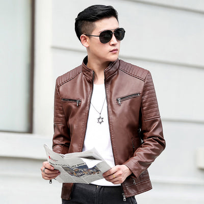 Chaqueta de Cuero para Motociclista Elegante - Primavera y Otoño - Image 3
