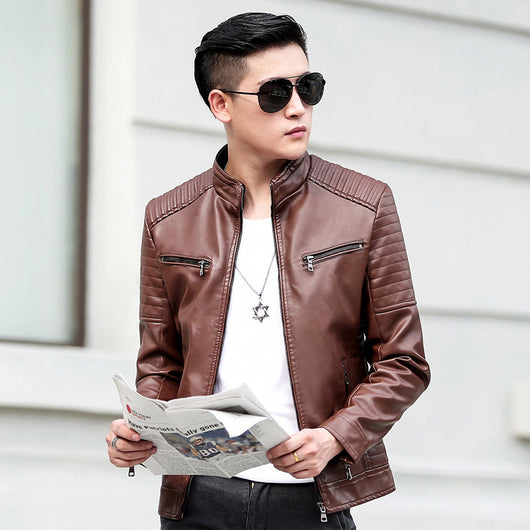 Chaqueta de Cuero para Motociclista Elegante - Primavera y Otoño - Image 3