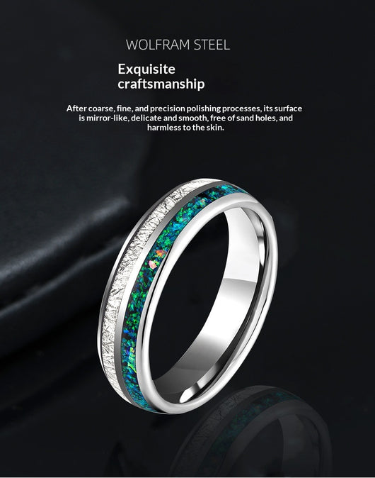 Anillo de Tungsteno con Incrustaciones de Plata y Estrellas - Image 10