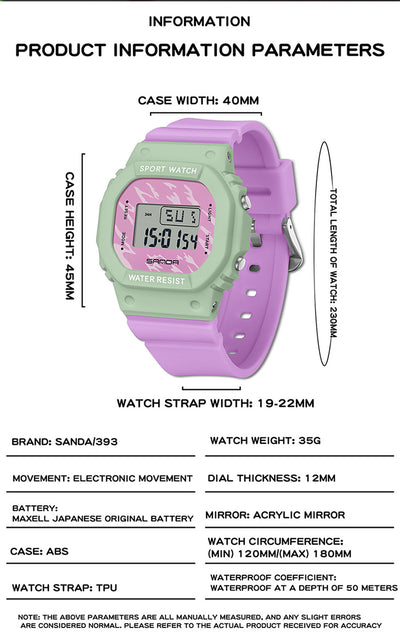 Reloj Digital Cuadrado Multicolor para Estudiantes - Image 11