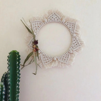 Espejo Decorativo Escandinavo Girasol - Tapiz Hecho a Mano con Anillo de Cosmético - Image 12