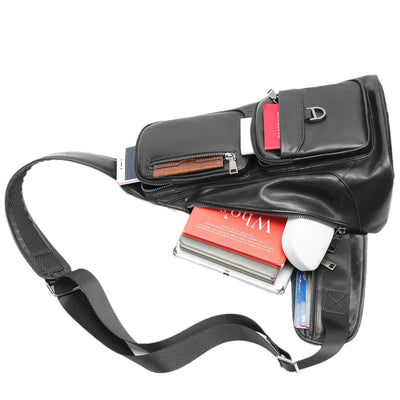Bolsa de Pecho Cuero Genuino Gran Capacidad Messenger Crossbody Estilo Vintage - Image 4