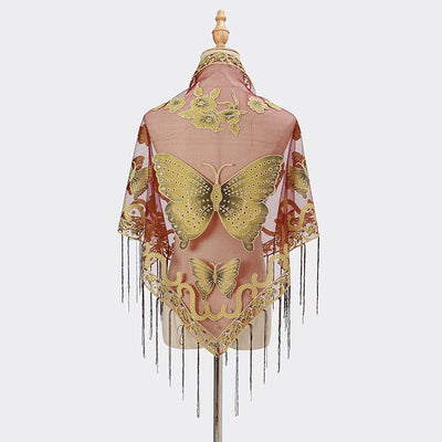 Pañuelo Triangular Calado con Encaje Elegante para Mujer - Image 7