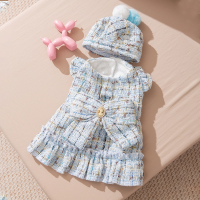 Vestido Elegante Tipo Chanel con Moño para Mascotas - Abrigo Cálido para Otoño e Invierno - Image 34