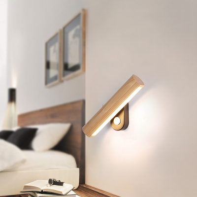 Lámpara de Mesita Nórdica LED Giratoria de Madera Maciza para Dormitorio y Sala de Estar - Image 4