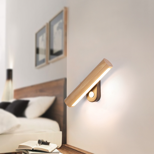 Lámpara de Mesita Nórdica LED Giratoria de Madera Maciza para Dormitorio y Sala de Estar - Image 4