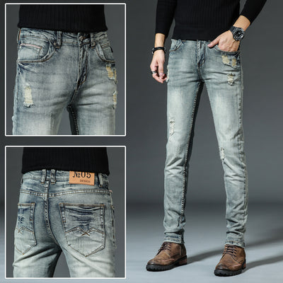 Jeans Retro Slim Fit para Hombre - Corte Recto Clásico Otoño Invierno - Image 3