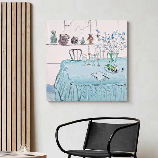 Mesa de Comedor Nórdica Pintada a Mano con Textura Artesanal - Image 2