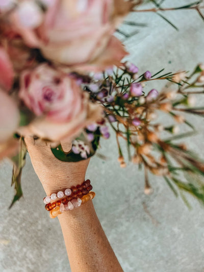 Âmbar Báltico Mel Cru + Quartzo Rosa Bruto || Tornozeleira ou Pulseira