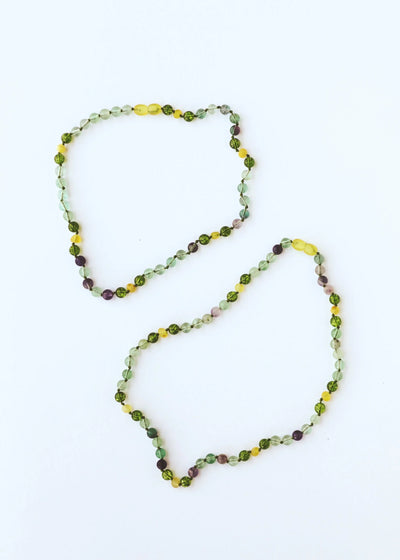 Raw Baltic Sea Amber + Fluorite + Peridot || Gemstone Anklet or Bracelet