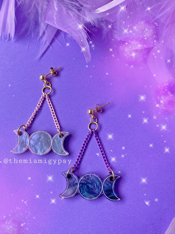 Galaxy Moon Phase Earrings - Tekeno