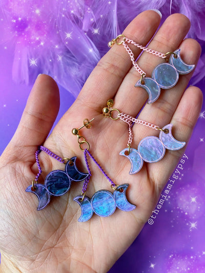 Galaxy Moon Phase Earrings - Tekeno