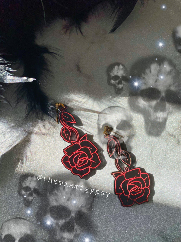 Morticia's Rose Earrings - Tekeno