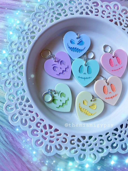 Pastel Jack-O-Lantern Hearts Earrings - Tekeno