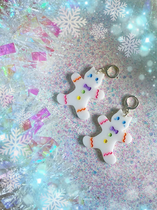 Sugar Cookie Christmas Kitty Earrings - Tekeno