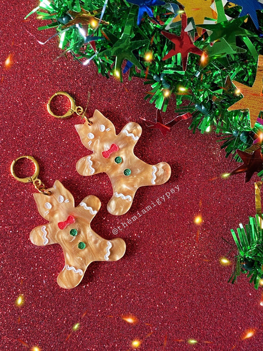 Gingerbread Kitty Earrings - Tekeno