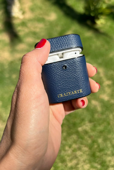 Case Para Airpod - Cuero Azul Marino - Tekeno