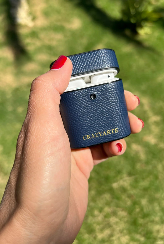 Case Para Airpod - Cuero Azul Marino - Tekeno