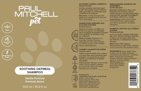 Paul Mitchell Pet Soothing Oatmeal Dog, Cat & Small Pet Shampoo-Gallon