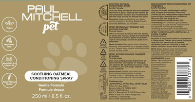 Paul Mitchell Pet Soothing Oatmeal Conditioning Spray, Gentle Formula, Grooming Spray for Dogs, 8.5 fl. oz