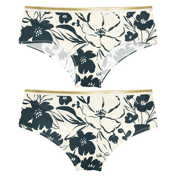 Calcinha Short Preto Flor