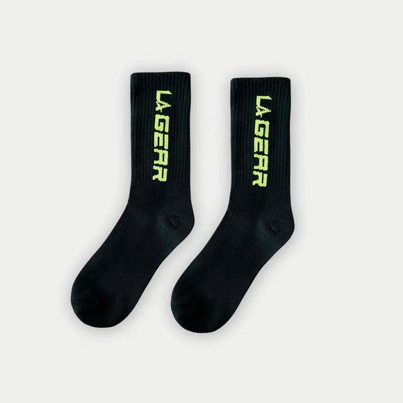 Meias LA Gear Classic Crew | Amarelo Neon x Preto