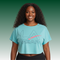 LA Gear Women's Cropped T-Shirt | Light Aqua with Slate and Pink Logo