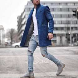 Abrigo Trinchera Largo para Hombre - Otoño e Invierno - Image 11