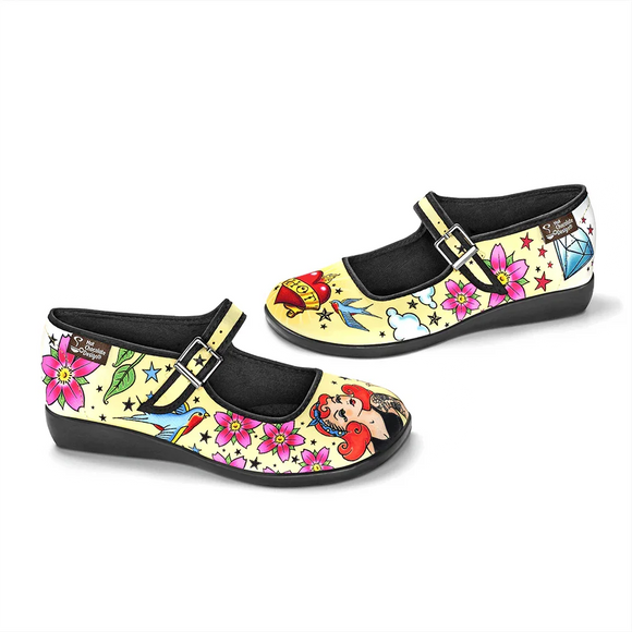 Chocolaticas® Tattoo Mary Jane Flats for Women