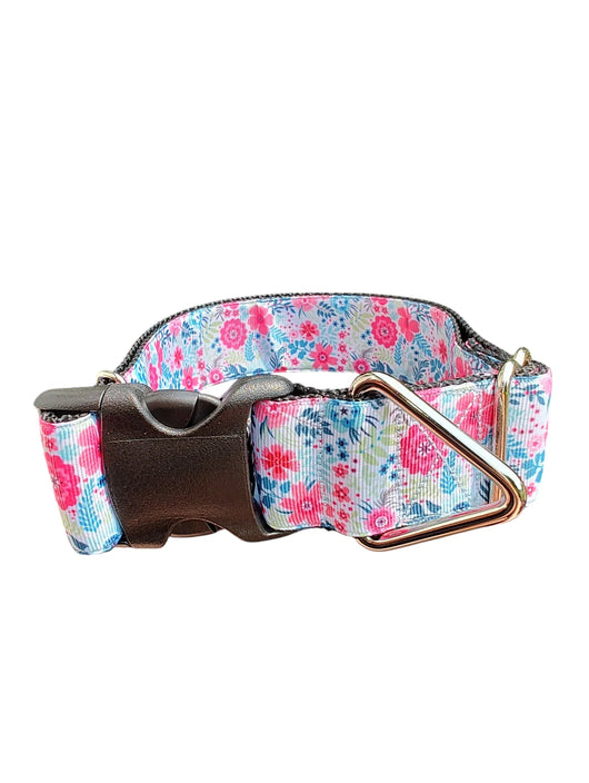 Coleira Larga de Nylon para Cachorro Floral Vibrante de 3,8 cm