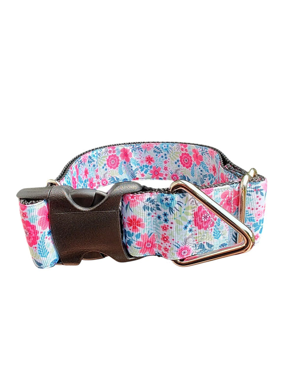 Coleira Larga de Nylon para Cachorro Floral Vibrante de 3,8 cm