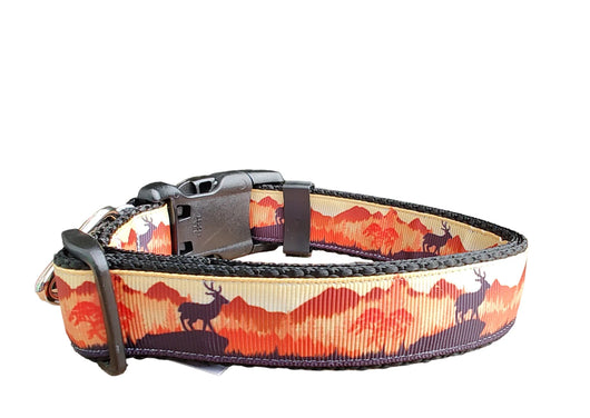Sunset Forest Black Nylon Dog Collar LG, XL, Leash