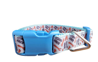 Branch Manager Light Blue Nylon Dog Collar MD, LG, XL, Leash, Martingale