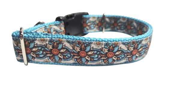 Western Floral Nylon Dog Collar