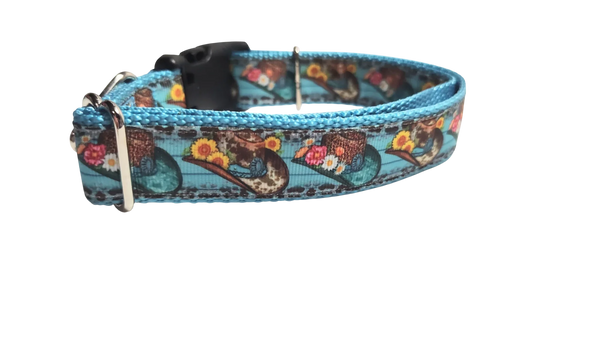 Cowboy Hats and Flowers Nylon Dog Collar