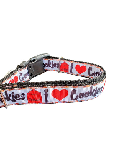 Coleira de Nylon para Cães I Heart Cookies
