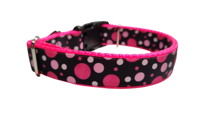 Pink Polka Dots Pattern Nylon Dog Collar