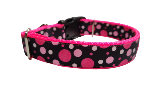 Pink Polka Dots Pattern Nylon Dog Collar