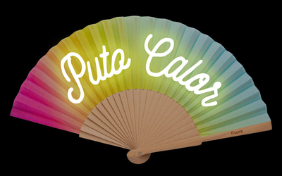 Leque "Puto Calor" Cor Arco-íris