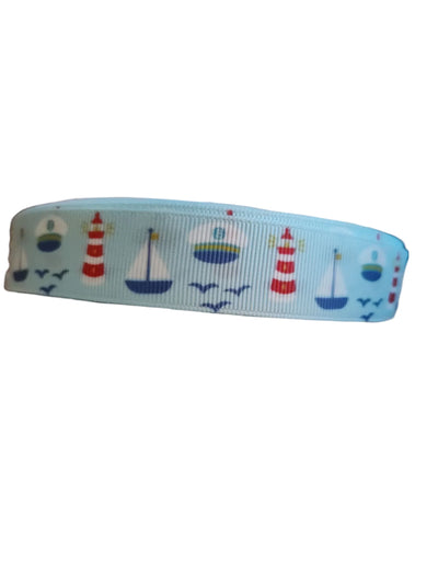 Coleira de Nylon para Cachorros com Estampa de Farol e Barcos a Vela