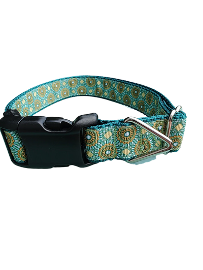 Green/Yellow Tribal Green Nylon Dog Collar MD, LG, XL, Leash