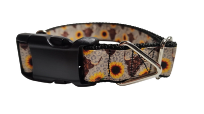 Cows and Sunflowers Western Nylon Dog Collar