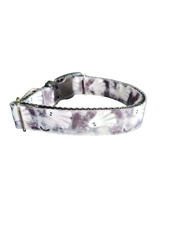 Black and White Ghosts Dog Collar - Durable Nylon Made in USA